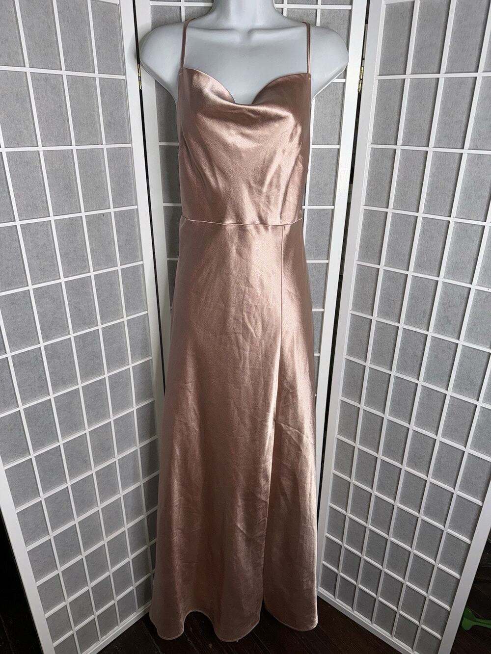 Women’s Large Rose Gold Maxi Dress Bridesmaid Event Formal 4-6